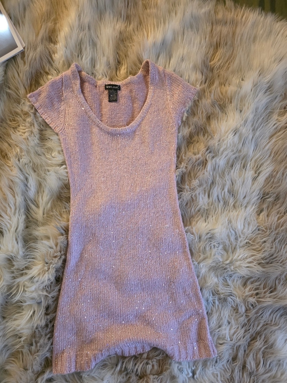 Wet Seal Baby Pink Sparkle Knit Dress
